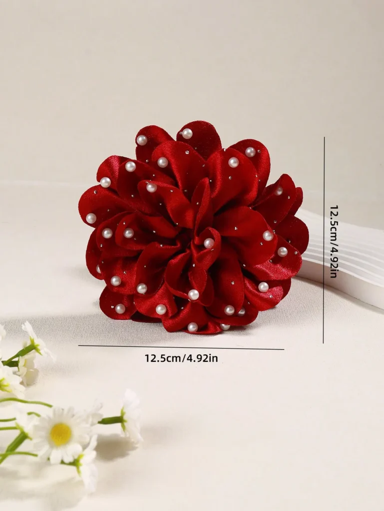 Pearl Rhinestone Flower Hair Claw4