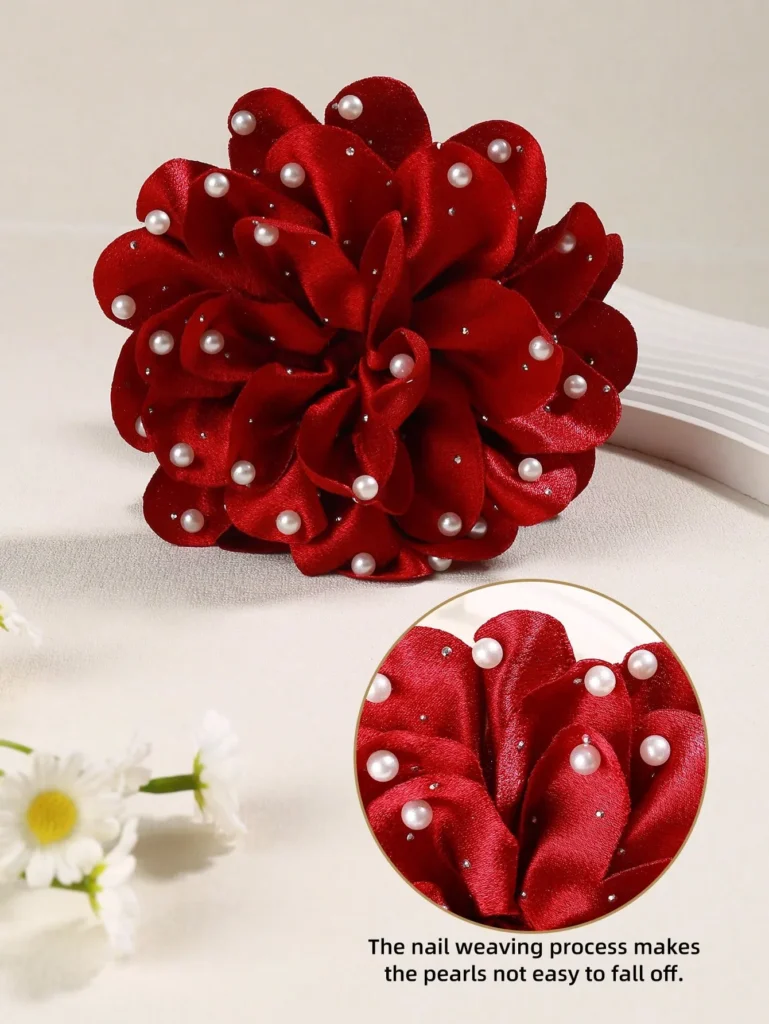 Pearl Rhinestone Flower Hair Claw4