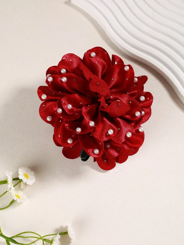 Pearl Rhinestone Flower Hair Claw4