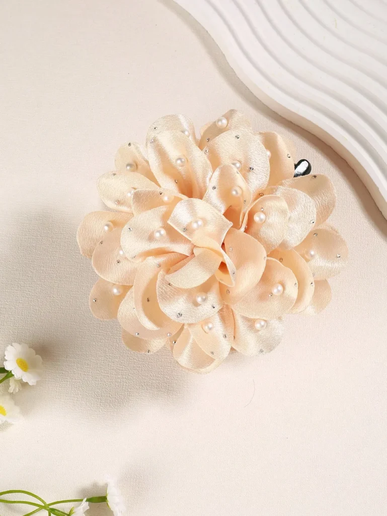 Pearl Rhinestone Flower Hair Claw4