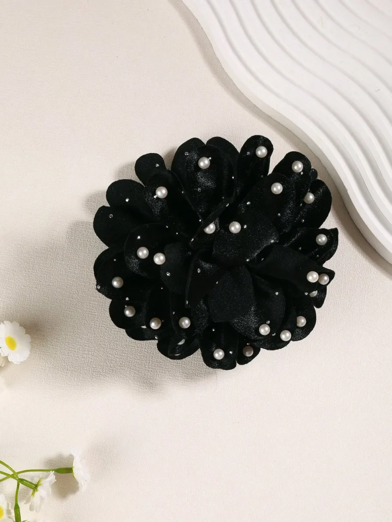 Pearl Rhinestone Flower Hair Claw4