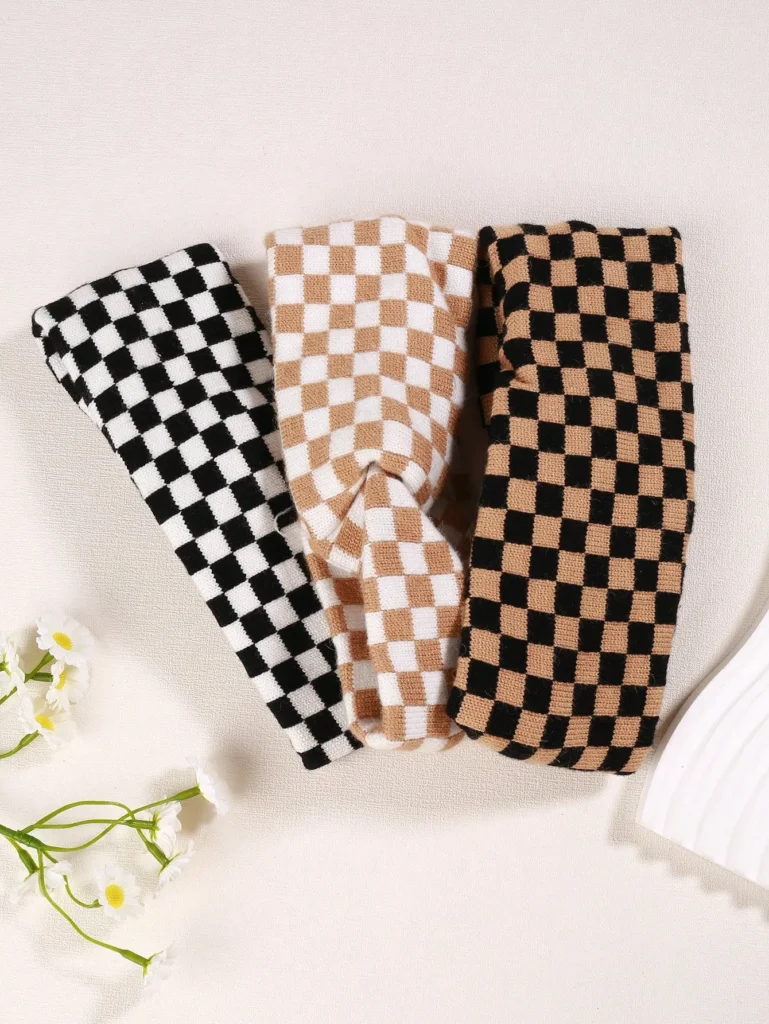 1 Pack Checkerboard Headband for Women