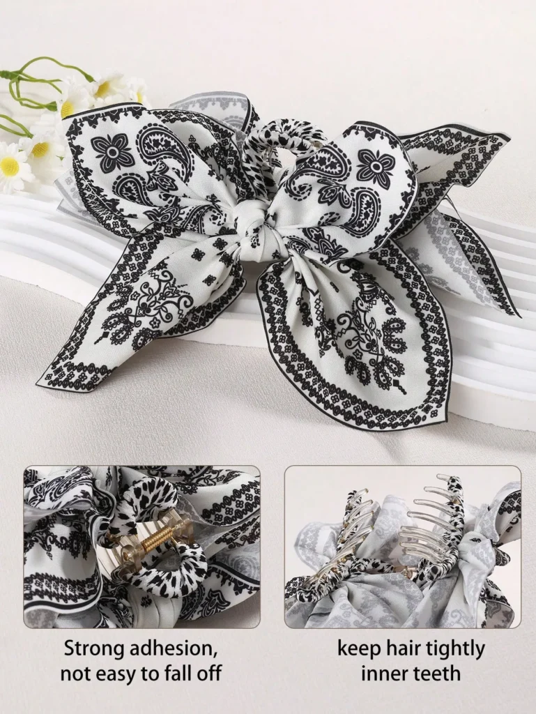 1pc Bandana Flower Boho Bowknot Women Street Elegant Casual Hair Claw Hair Clip Hair Accessories for Women