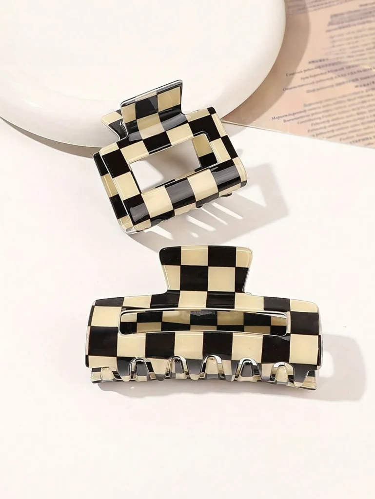 Checkerboard Acrylic Hair Claw Hairpin