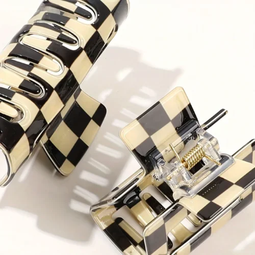 Checkerboard Acrylic Hair Claw Hairpin