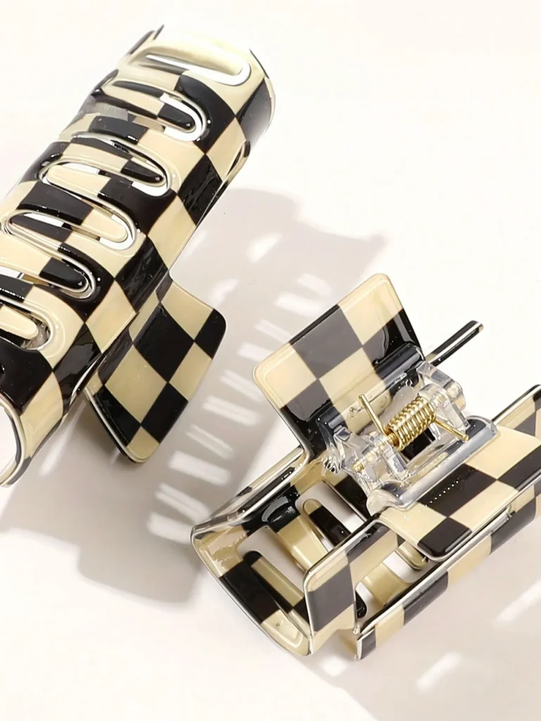 Checkerboard Acrylic Hair Claw Hairpin