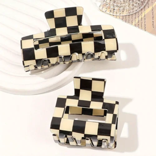 Checkerboard Acrylic Hair Claw Hairpin