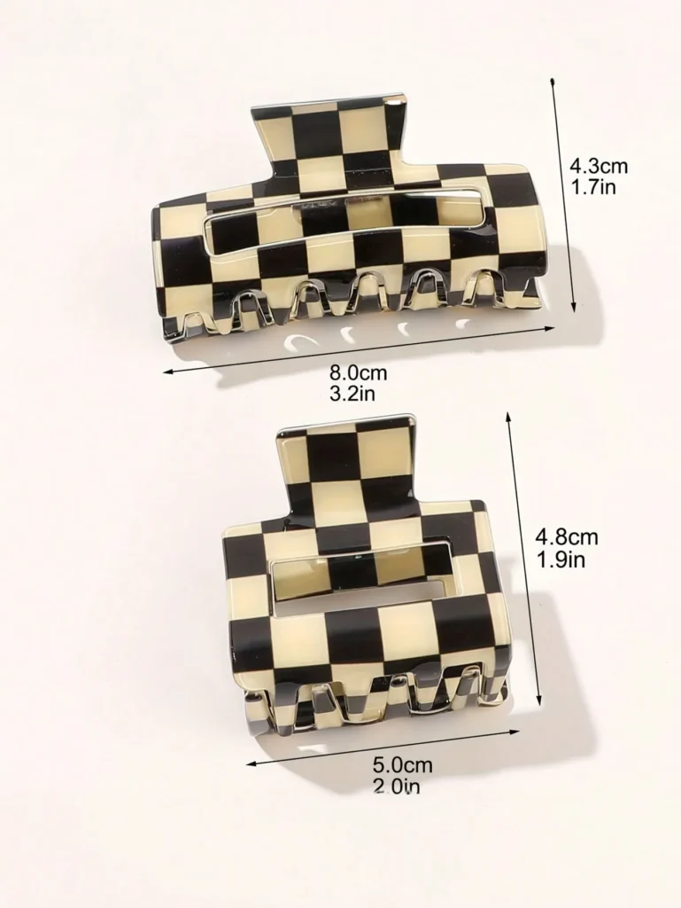 Checkerboard Acrylic Hair Claw Hairpin