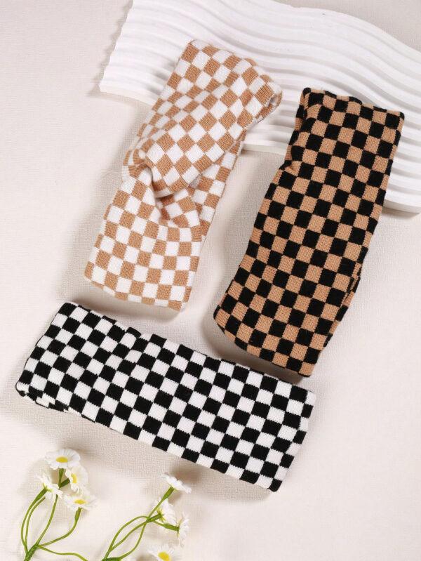 1/3 Pack Checkerboard Headband for Women