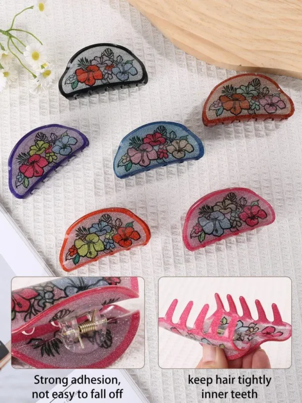 Flower Print Hair Clips