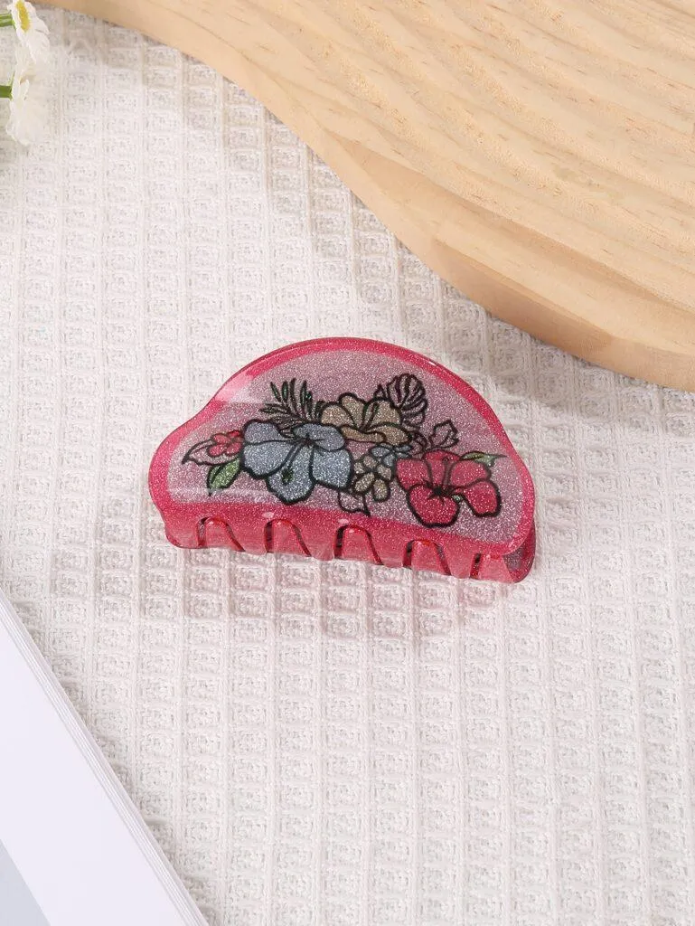 Flower Print Hair Clips