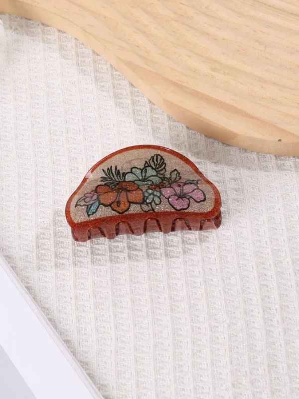 Flower Print Hair Clips