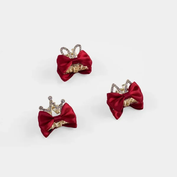 3/12pcs Bowknot Crown Rabbit Hair Clip