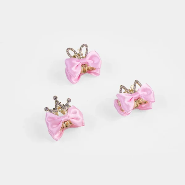 3/12pcs Bowknot Crown Rabbit Hair Clip