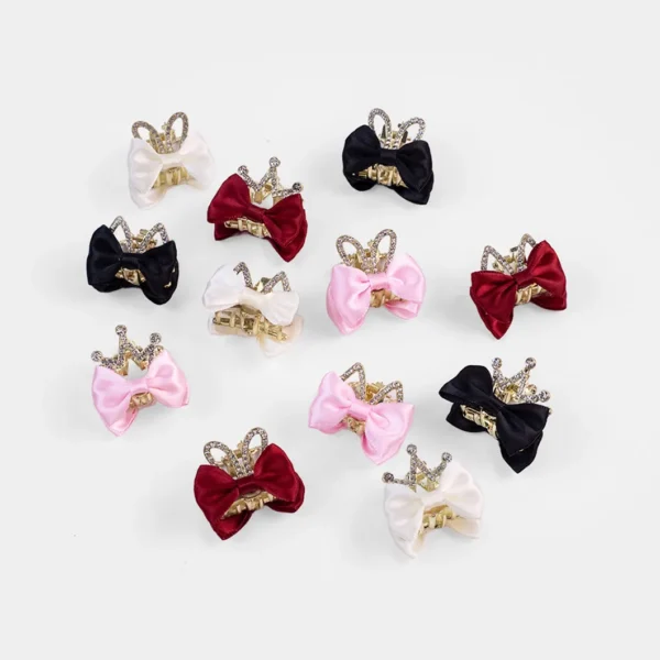 3/12pcs Bowknot Crown Rabbit Hair Clip