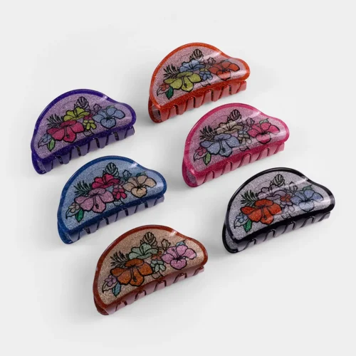 Flower Print Hair Clips