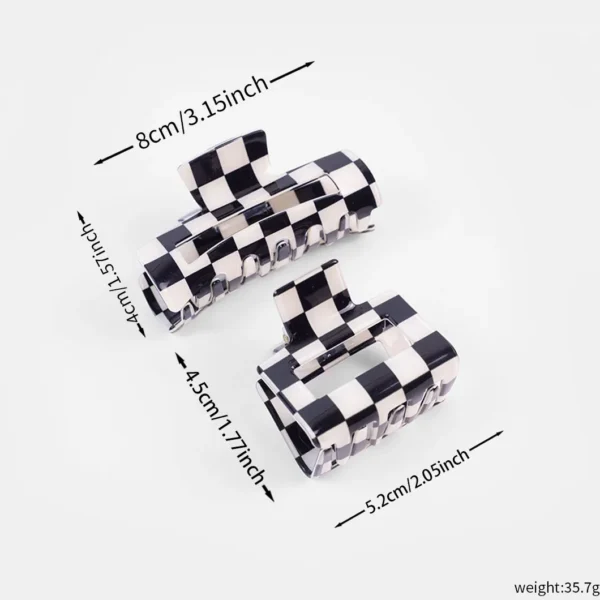 Checkerboard Acrylic Hair Claw Hairpin