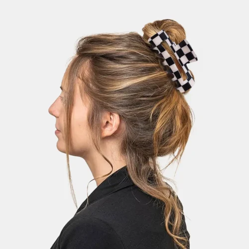 Checkerboard Acrylic Hair Claw Hairpin