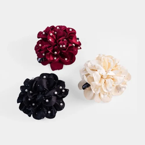 Pearl Rhinestone Flower Hair Claw4