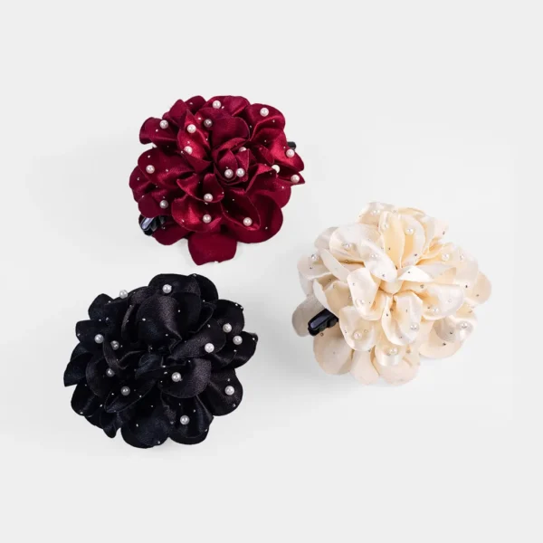 Pearl Rhinestone Flower Hair Claw4