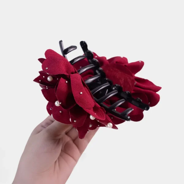 Pearl Rhinestone Flower Hair Claw4