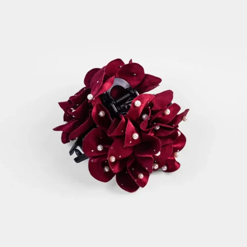 Pearl Rhinestone Flower Hair Claw4