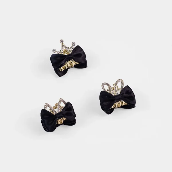 3/12pcs Bowknot Crown Rabbit Hair Clip