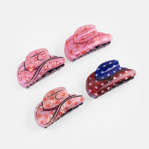 Cowboy hat print hair clips