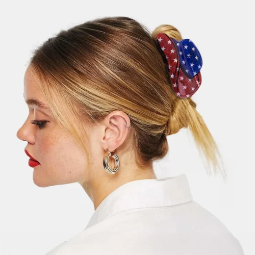 Cowboy hat print hair clips