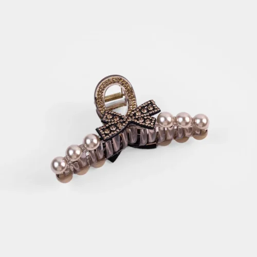 Maillard rhinestone pearl bow clip