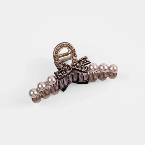 Maillard rhinestone pearl bow clip