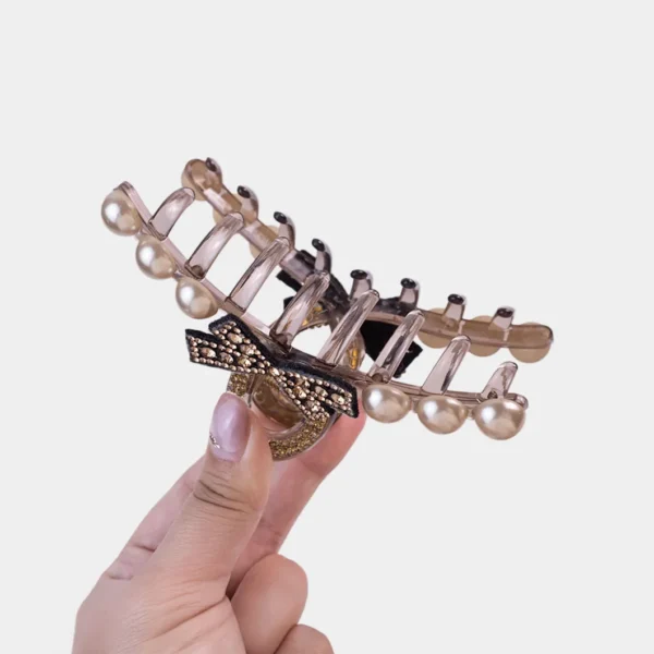 Maillard rhinestone pearl bow clip