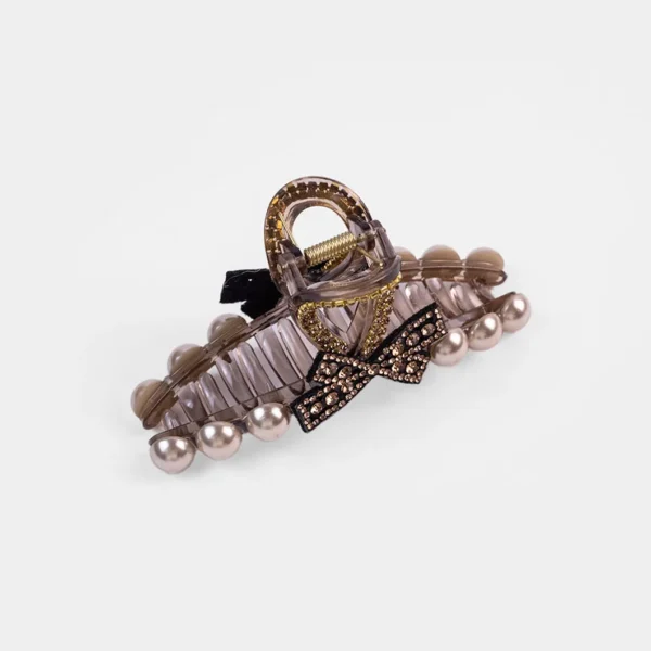 Maillard rhinestone pearl bow clip