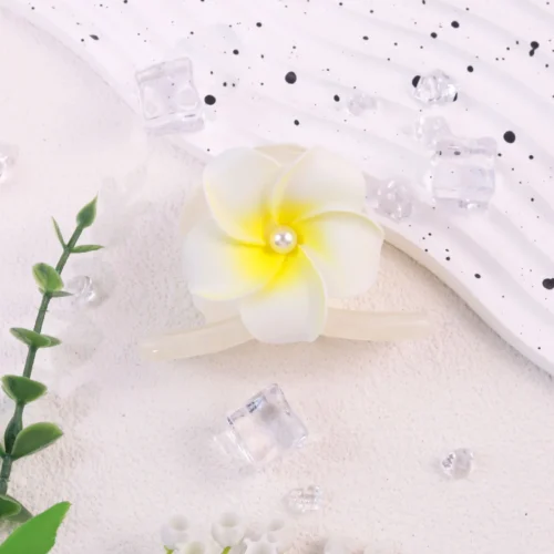 White Yellow Flower Decor Alligator Hair Clip