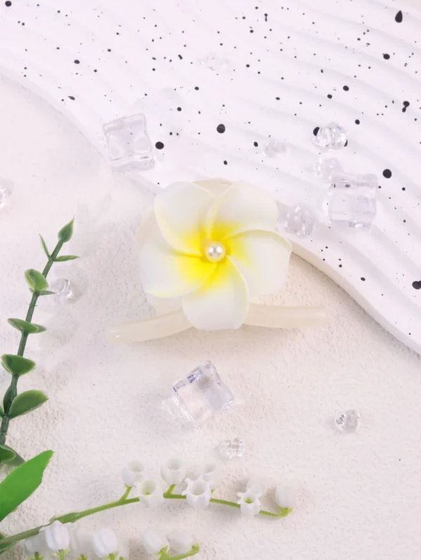 White Yellow Flower Decor Alligator Hair Clip