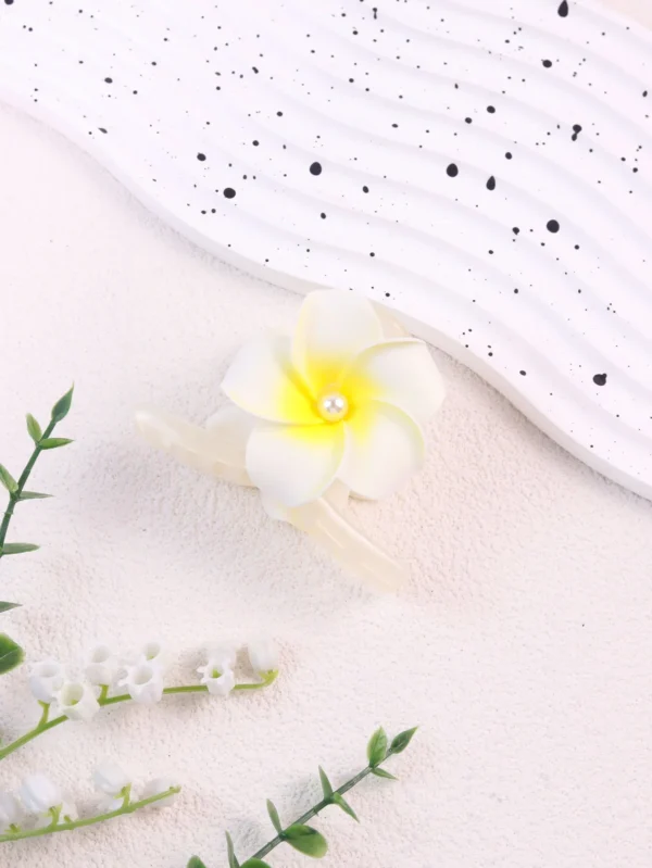 White Yellow Flower Decor Alligator Hair Clip