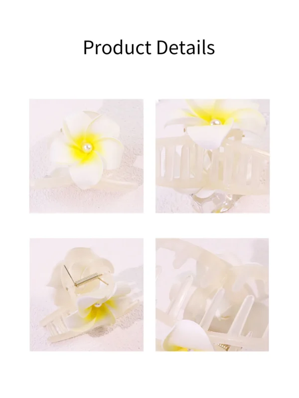 White Yellow Flower Decor Alligator Hair Clip