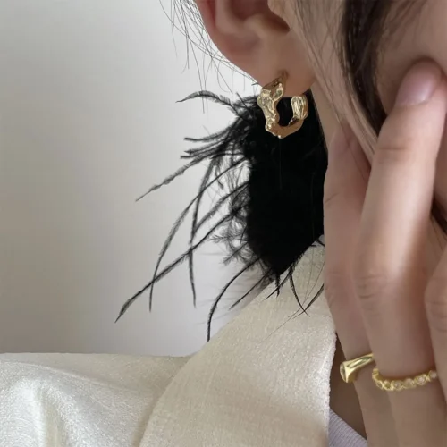 Irregular metal pleated earrings