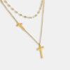 Double Layer Delicate Cross Pendant