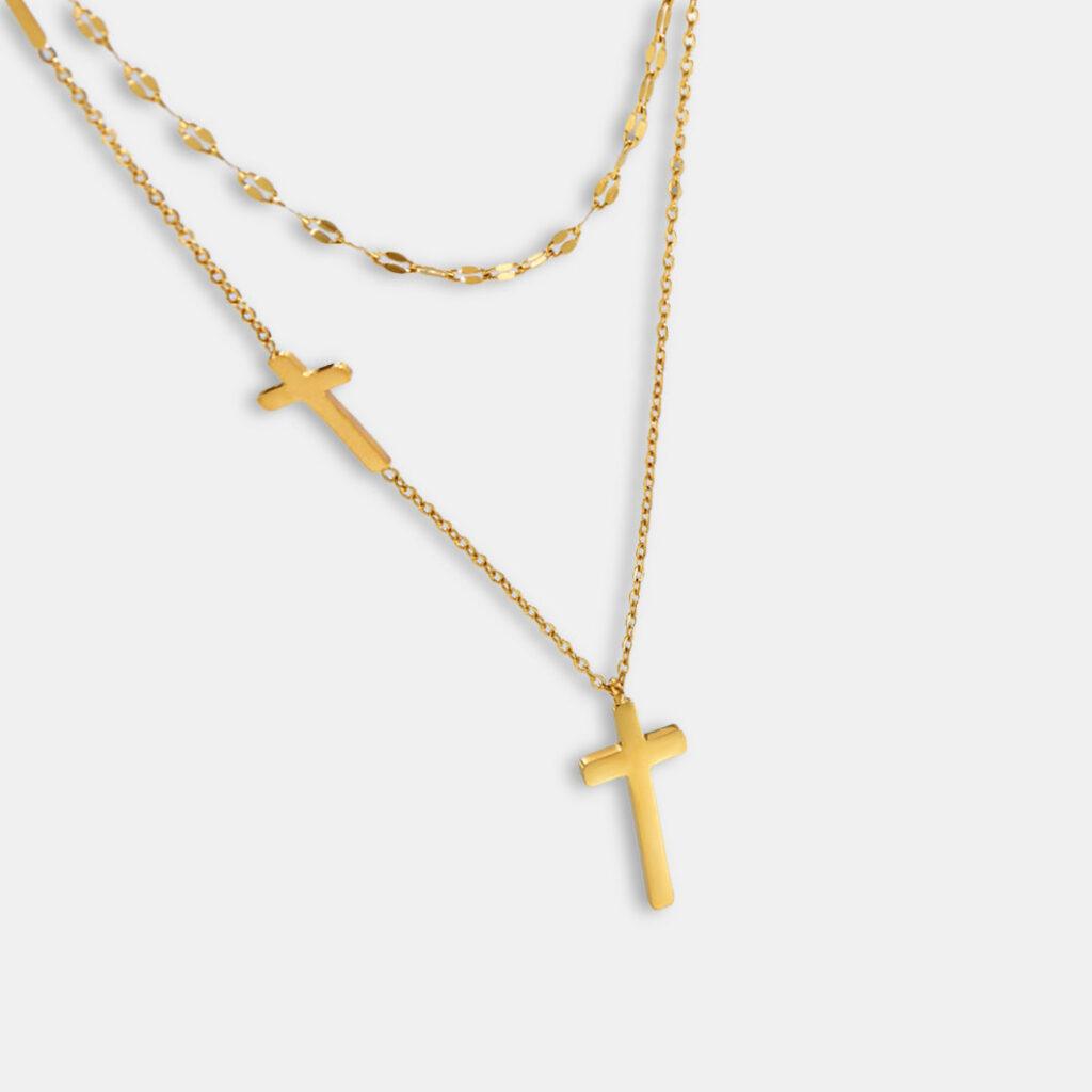 Double Layer Delicate Cross Pendant