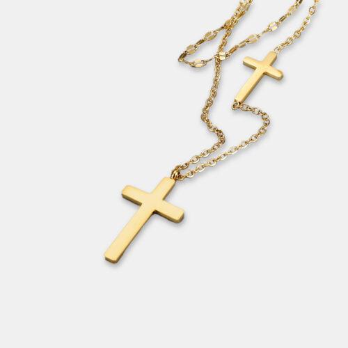 Double Layer Delicate Cross Pendant