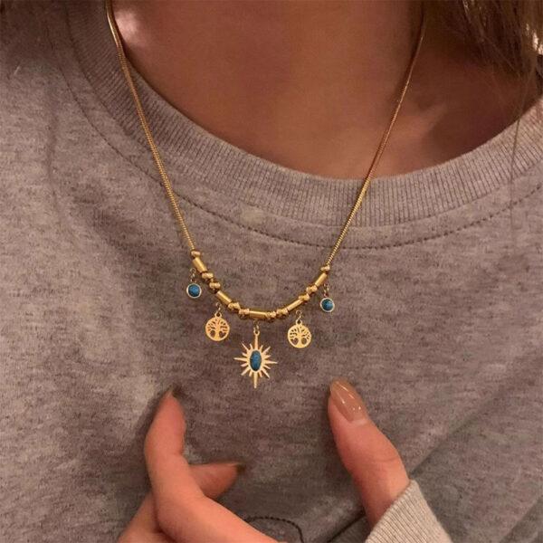 Vintage sunflower necklace