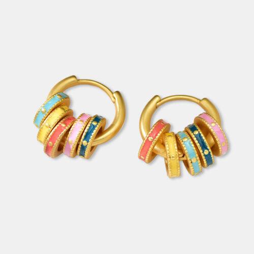 Colorful oil drop hoop earrings