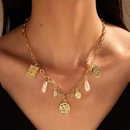 Vintage Alloy Geometric Pattern Necklace