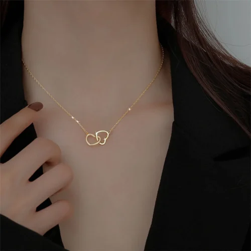 Double Heart Buckle Necklace