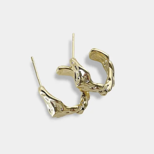 Irregular metal pleated earrings