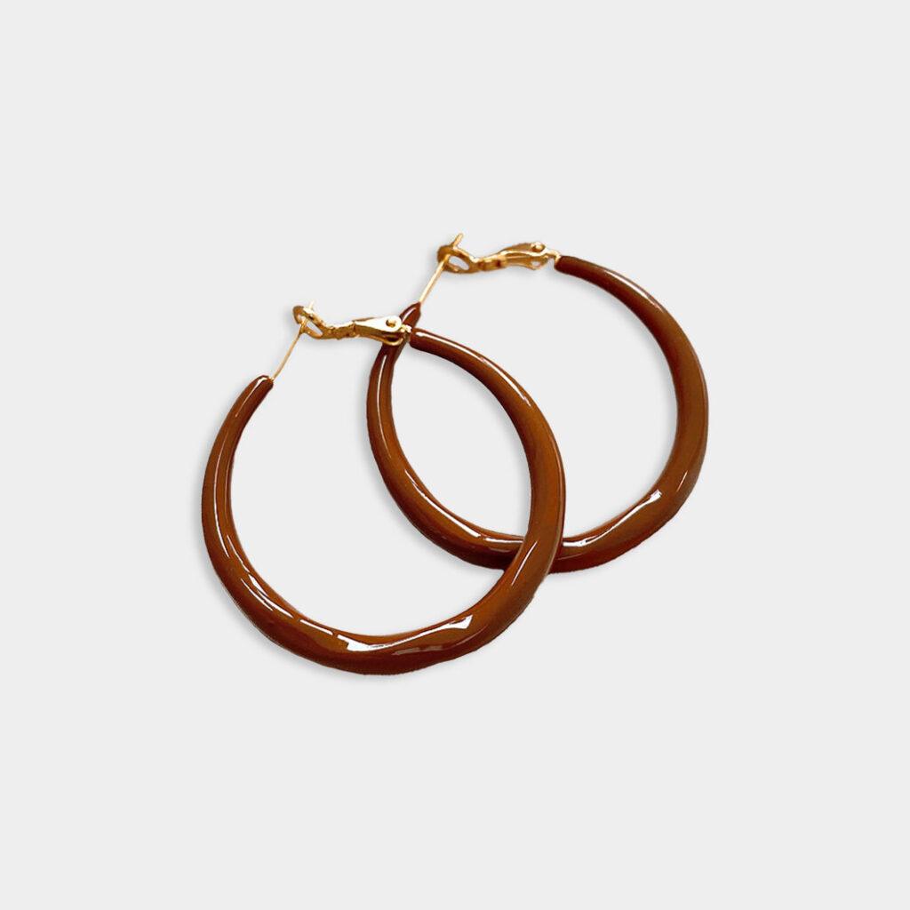 Retro coffee color Ankara red earrings