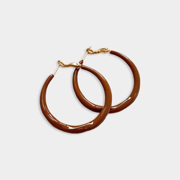 Retro coffee color Ankara red earrings