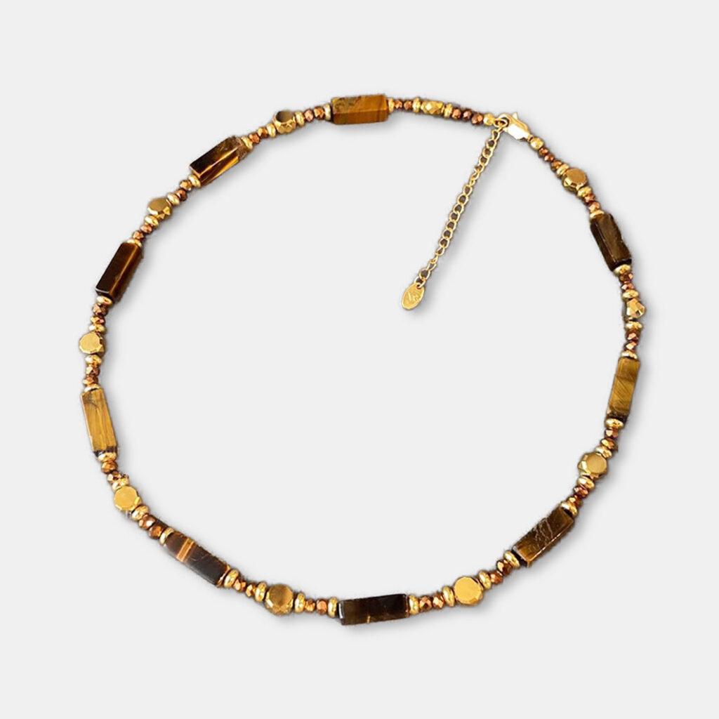 Electroplating Tiger Eye Stone Pendant Necklace