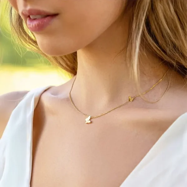Double Butterfly Alloy Necklace